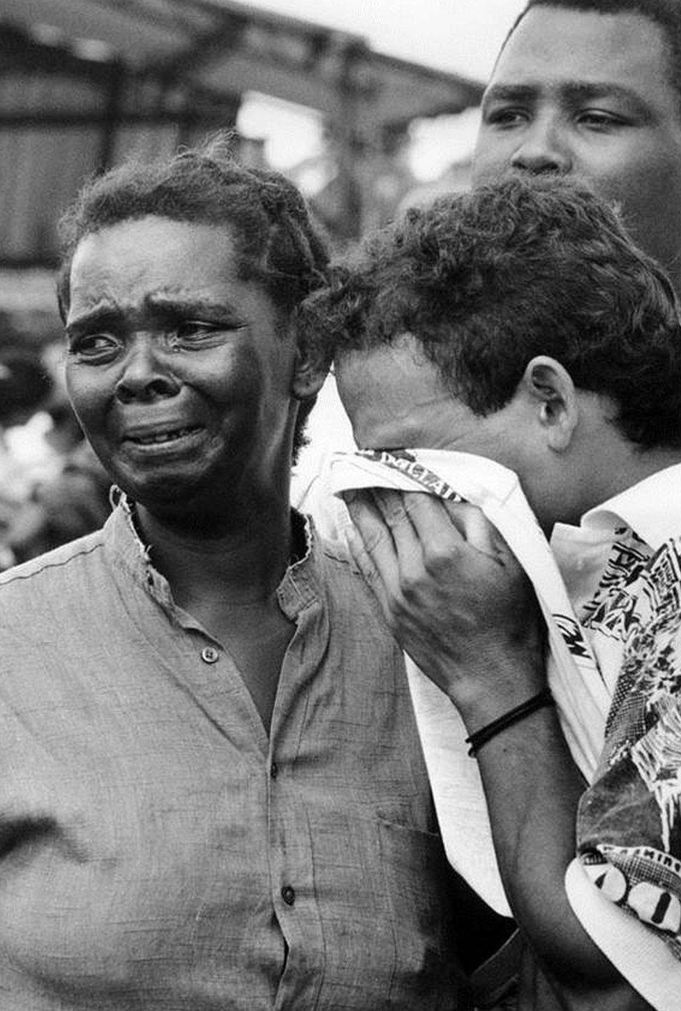 Families of the victims of a guerrilla attack in 1995