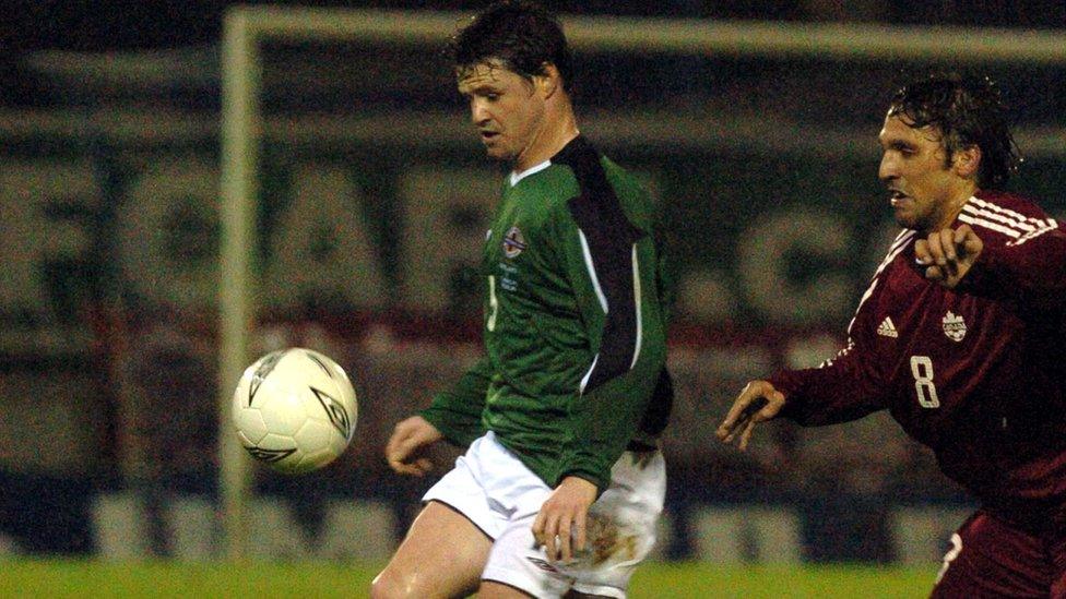 Philip Mulryne playing for Northern Ireland