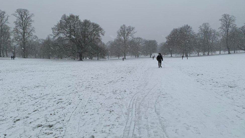 Christchurch Park, Ipswich, in the snow