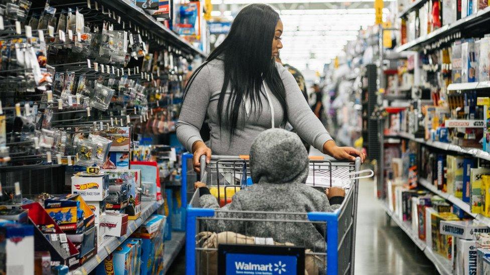 Shopper in Walmart store.