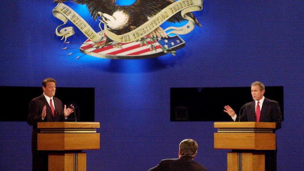 Bush and Gore on the debate stage