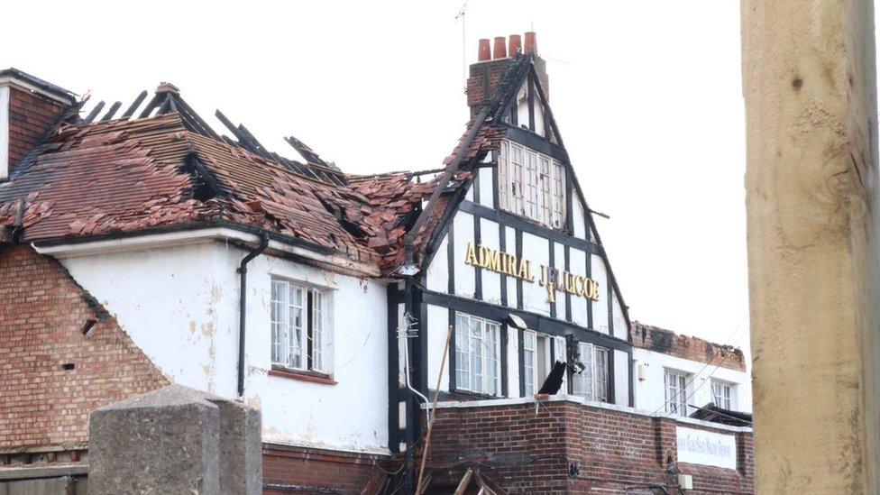 Pub after fire.