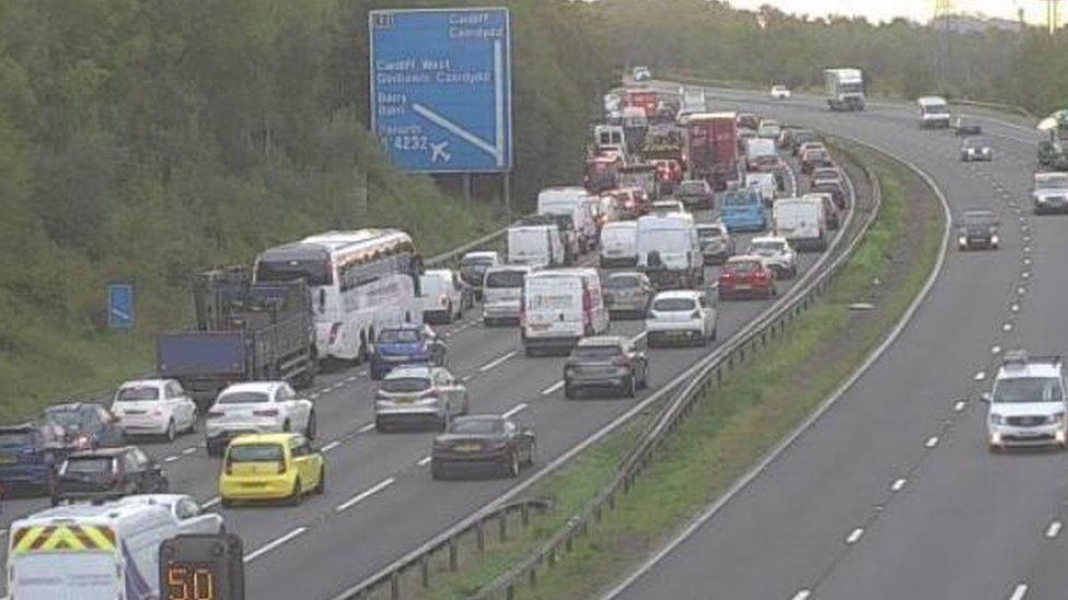 Traffic queues at junction 33