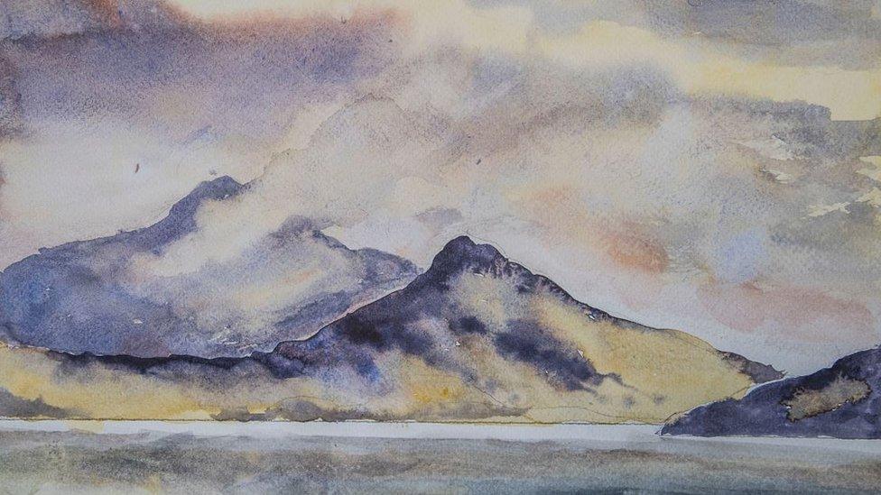 Moody skies: One of Pat's watercolour landscapes