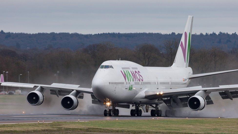 Repatriation flight from Wuhan landing at RAF Brize Norton