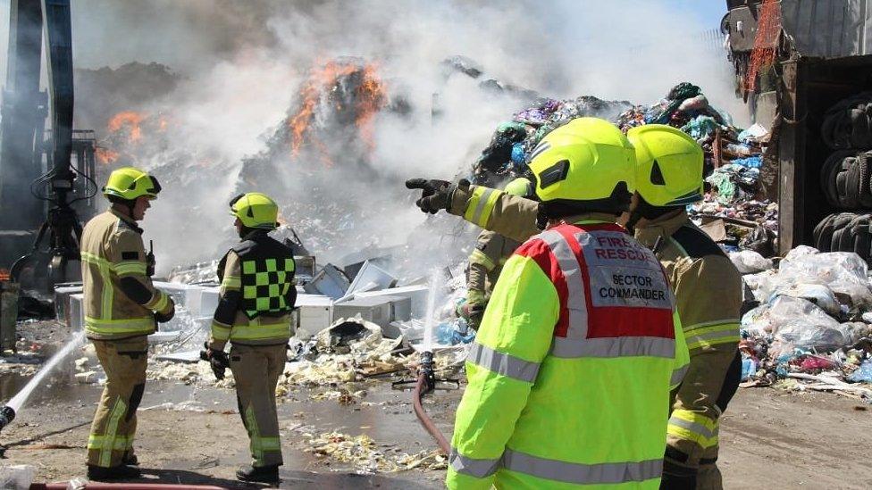 Firefighters at the scene in Rotherham