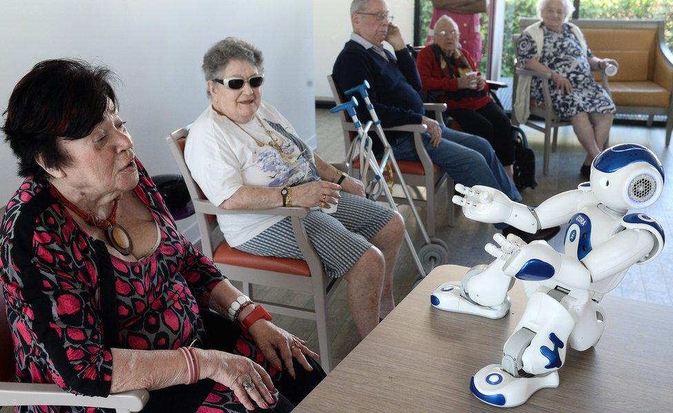 A humanoid robot at a care home