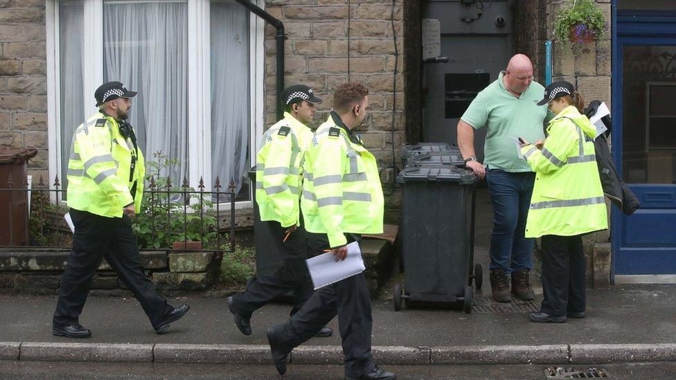 Emergency workers in Whaley Bridge