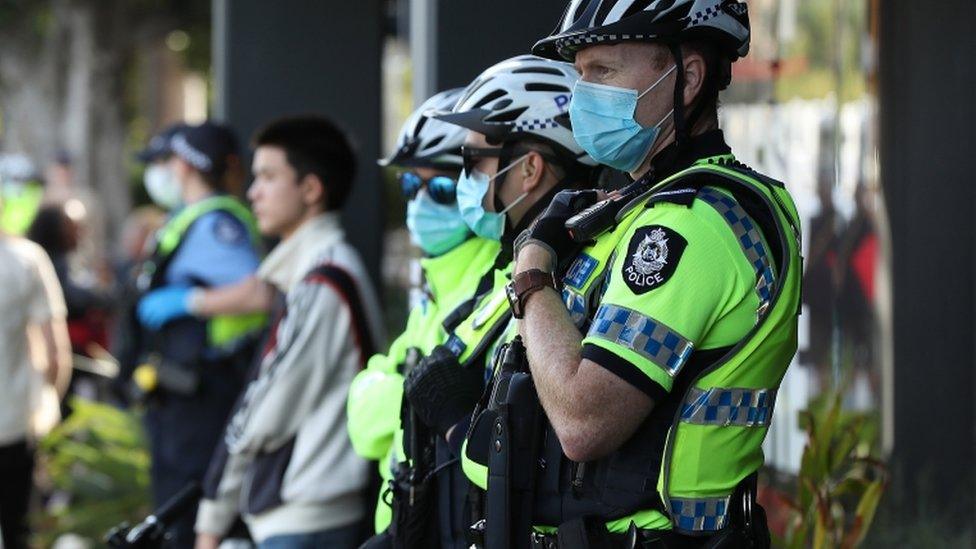 Police at a Black Lives Matter protest