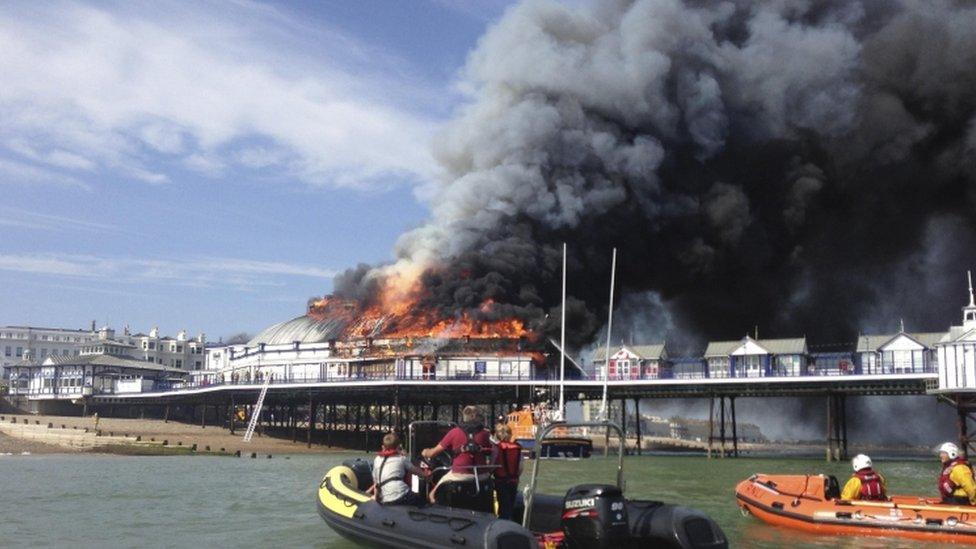 Eastbourne pier on fire