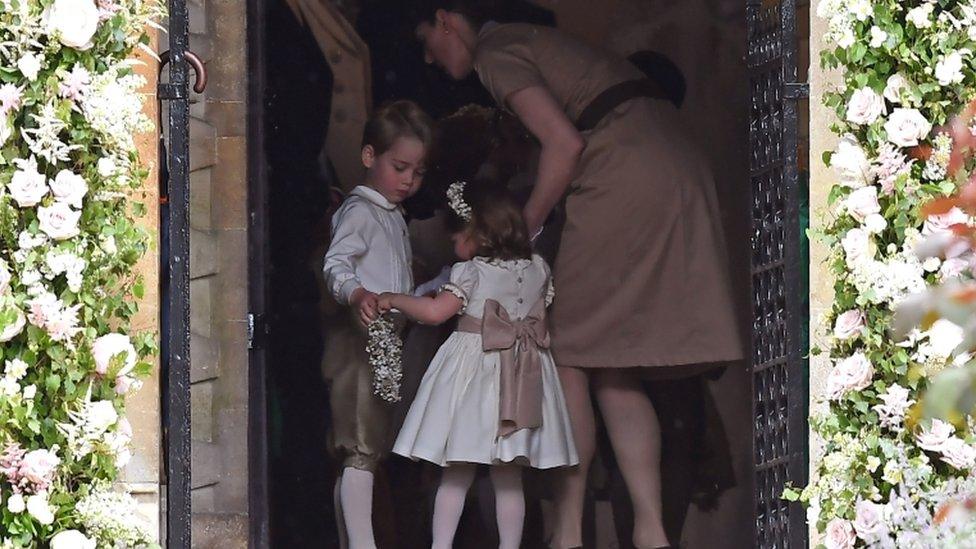 prince George and princess Charlotte stand with their nanny Maria Borrallo