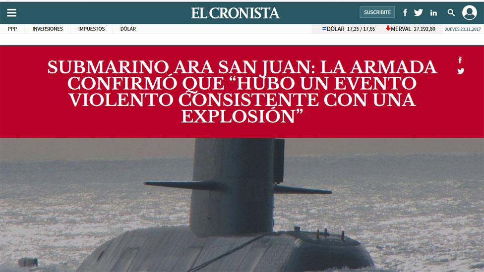 How the el Cronista newspaper reported the story