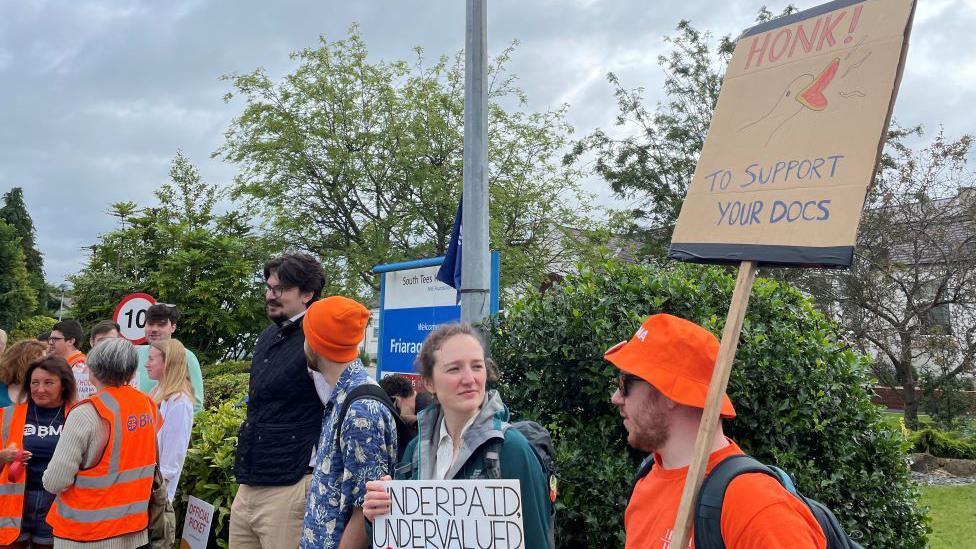 Junior doctors outside Friarage Hospital