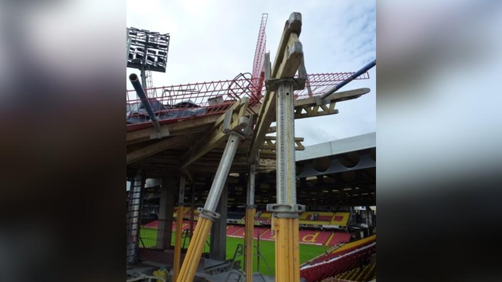 Collapsed stairwell at football stadium