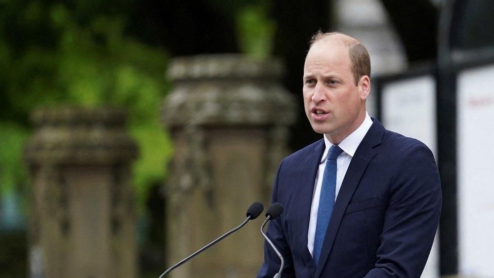 Prince William speaking at memorial service