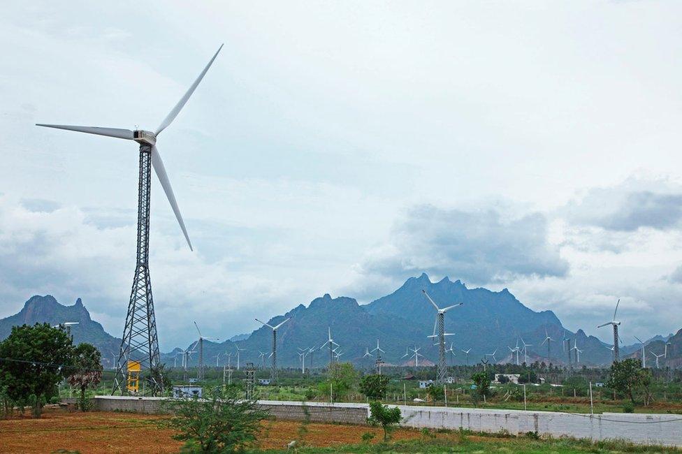 A wind turbine in Kanyakumari