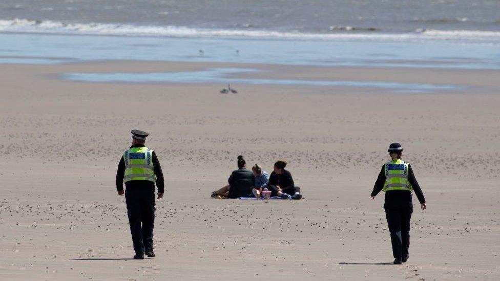 Police on Barry Island beach