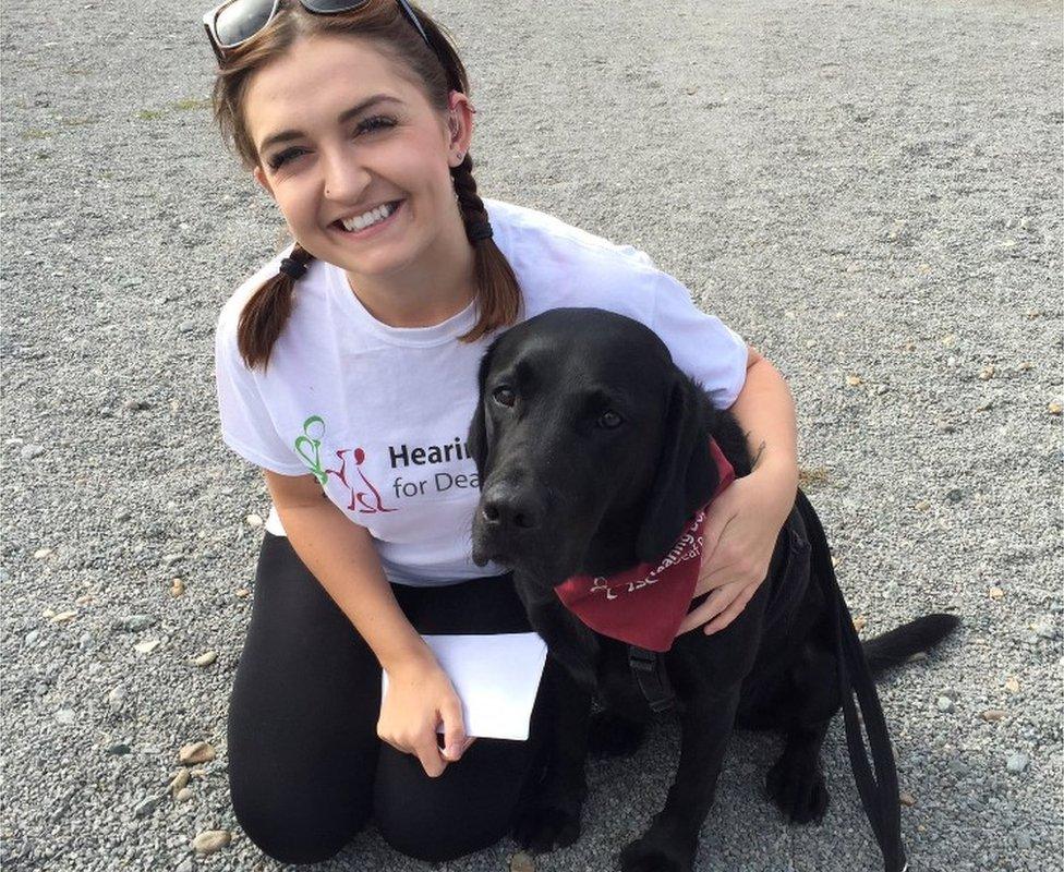 Louise Goldsmith with hearing dog Varley