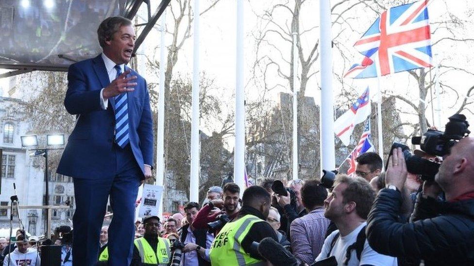 Nigel Farage speaking in Parliament Square