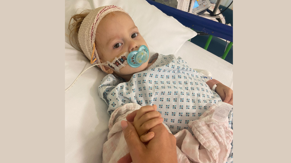 Orla during her treatment in hospital