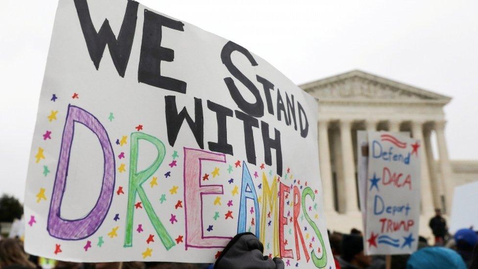 Daca demonstrators rally outside the US Supreme Court