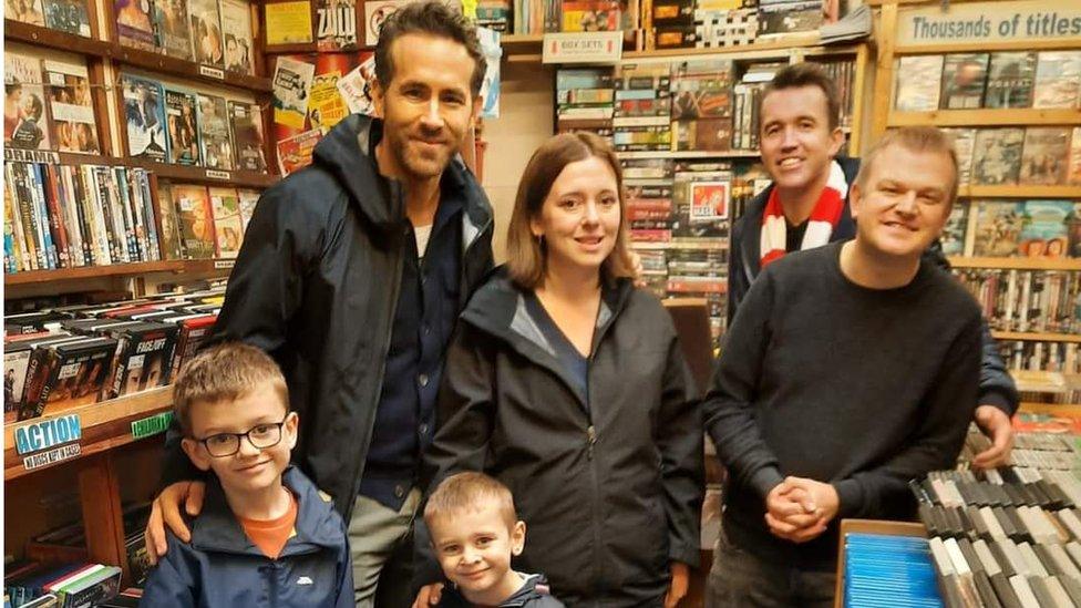 Ryan Reynolds and Rob McElhanney visiting the shop.