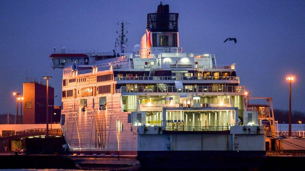 Ferry moored at Calais file pic