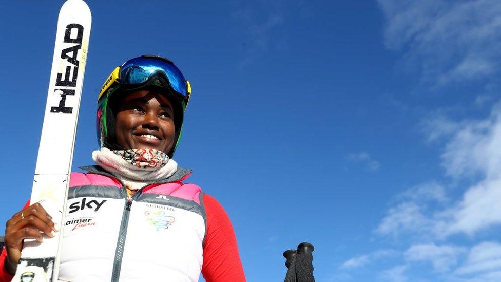 Sabrina Simader of Kenya looks on prior to the Women's Super G during the FIS Alpine World Ski Championships on February 7, 2017 in St Moritz, Switzerland