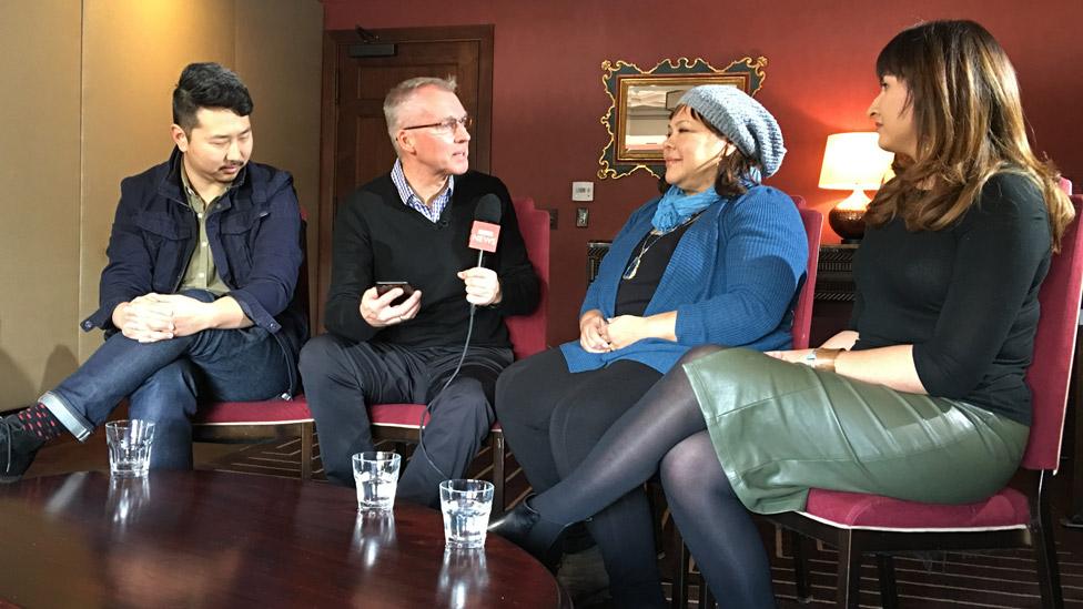 Left-right: Andrew Ahn, Peter Bowes, Carolyn Caldera and Maya Solis