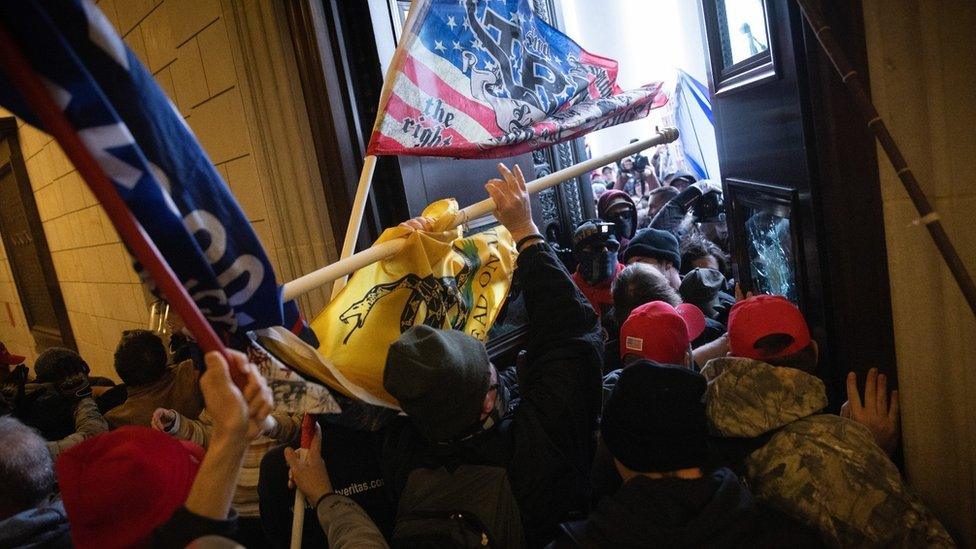 A pro-Trump mob breaks into the U.S. Capitol on January 06, 2021 in Washington, DC.