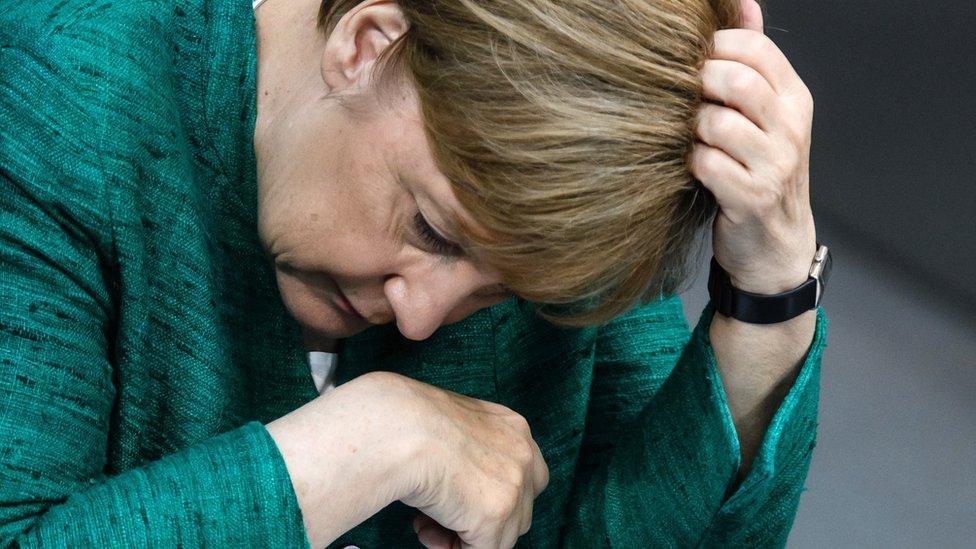 German Chancellor Angela Merkel on the government bench after her speech to the German Bundestag in Berlin, Germany, 28 June 2018