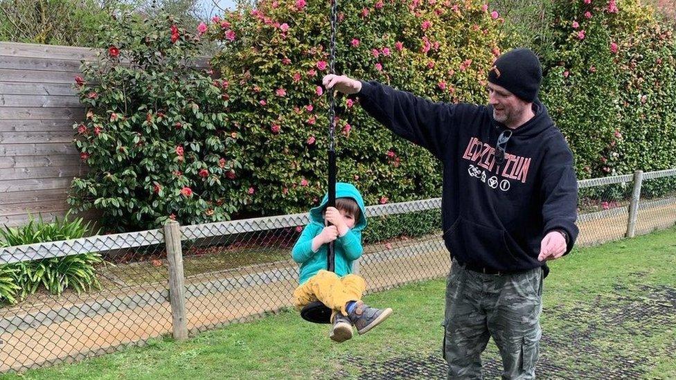 Alasdair Gordon with his son Euan before the lockdown