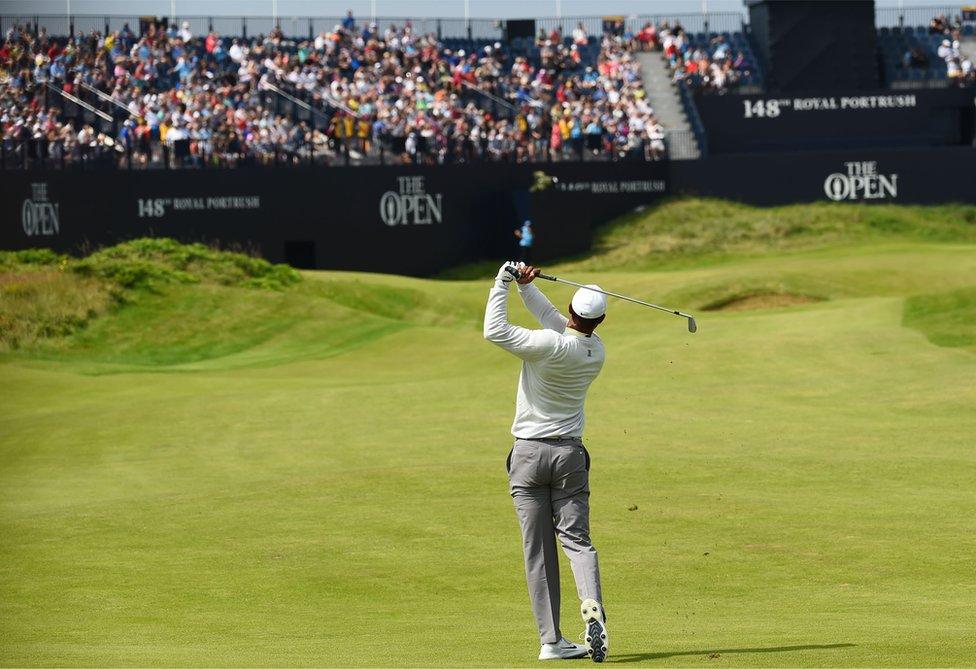 Tiger Woods plays a shot at Royal Portrush