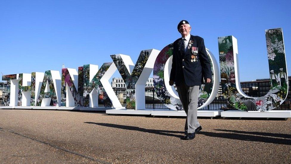 RAF Flight Sergeant Tom Weatherall, 84 during the Royal Legion"s "Thank You" campaign