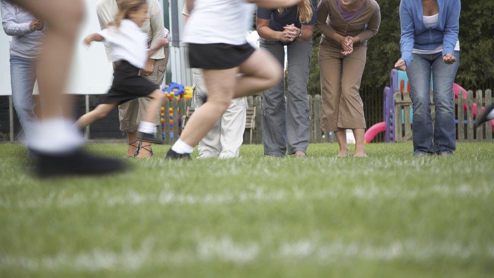 Children compete in a race