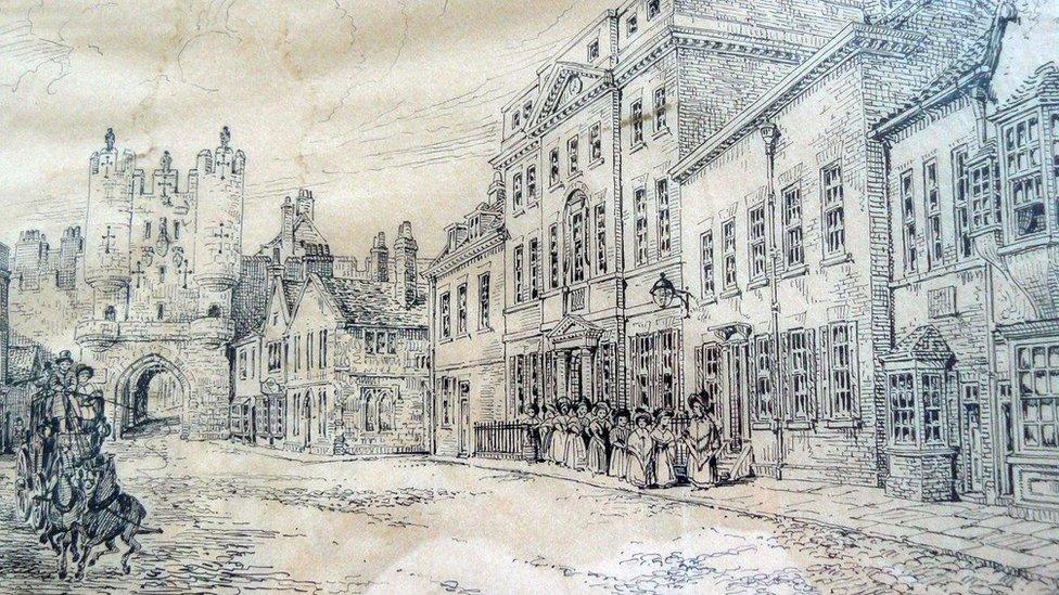 Drawing of the Bar Convent in York