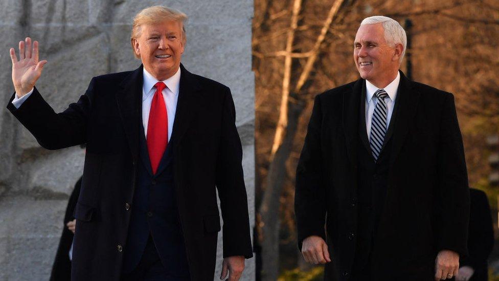 US President Donald Trump and US Vice President Mike Pence in Washington, DC on January 20, 2020.