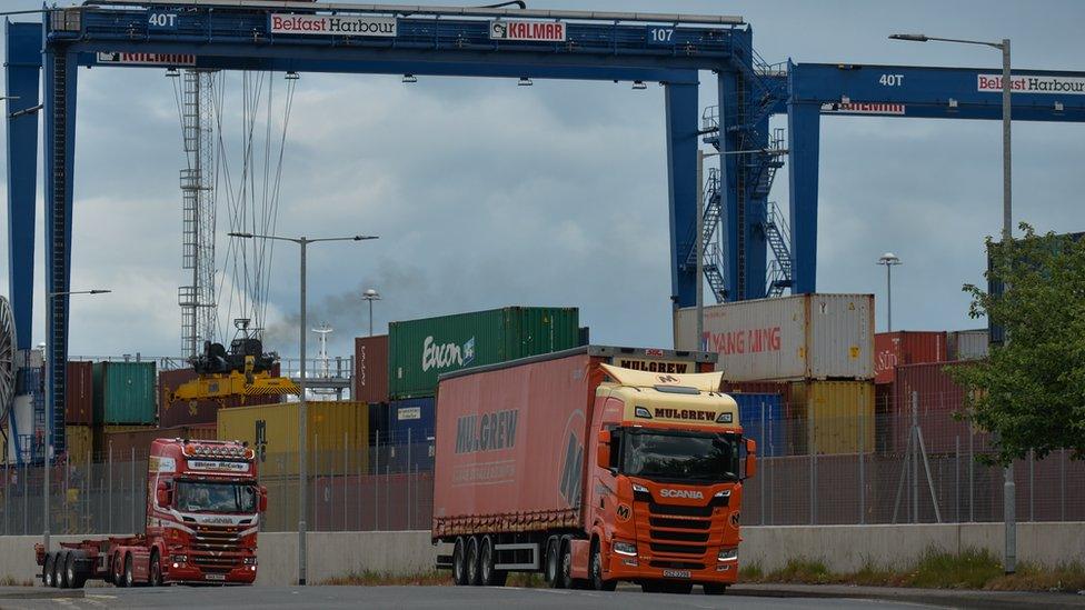 Heavy goods vehicles at Belfast Harbour