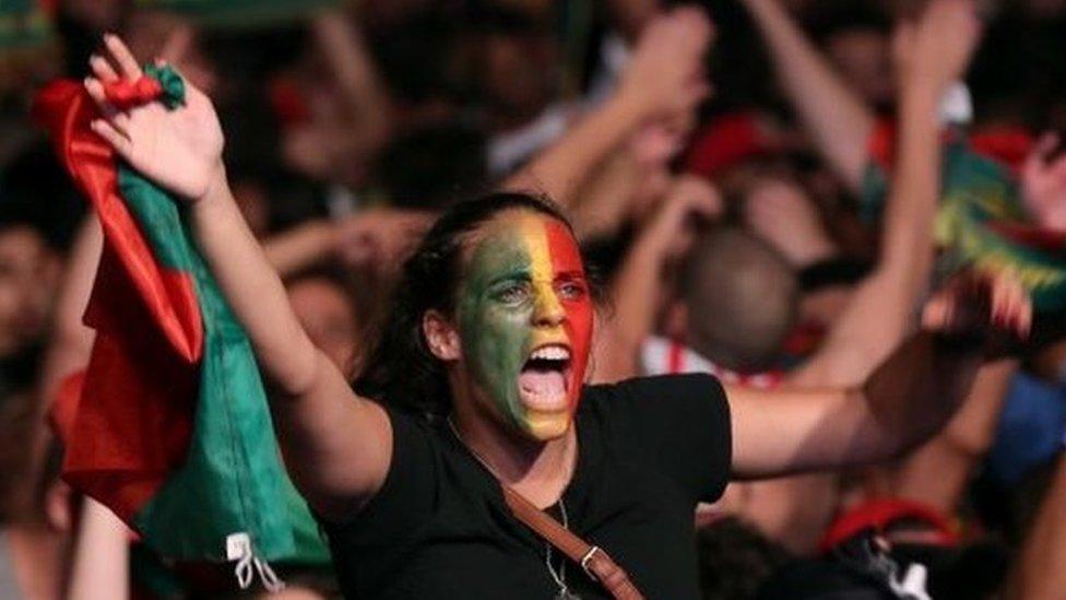 Portugal football fans celebrate in Lisbon