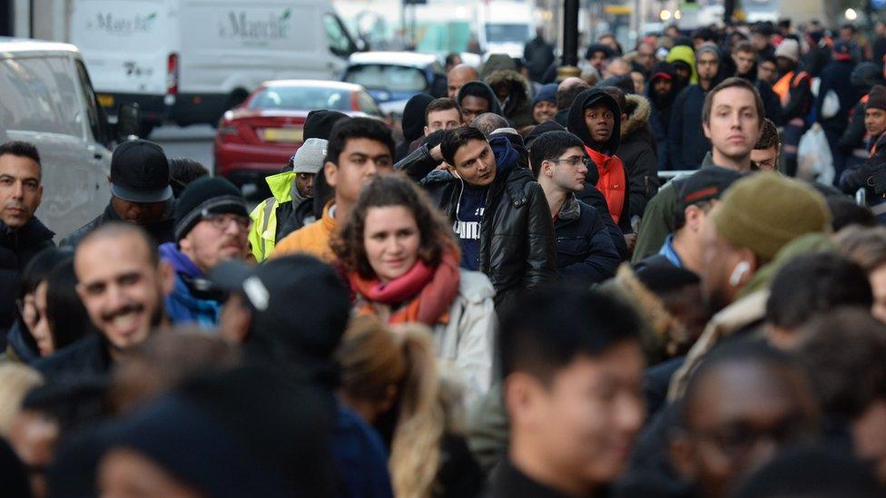 Crowds in Regent Street, central London