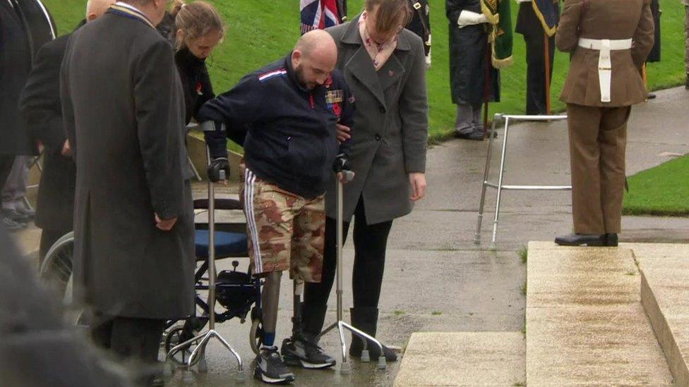 Rick Clement walking to the cenotaph