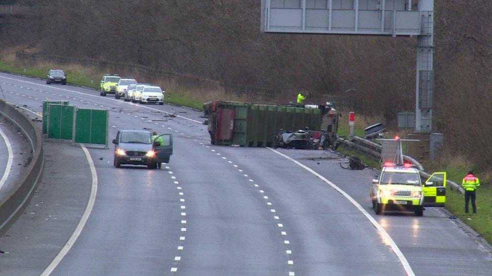 Crash on M62 near to the Eccles Interchange