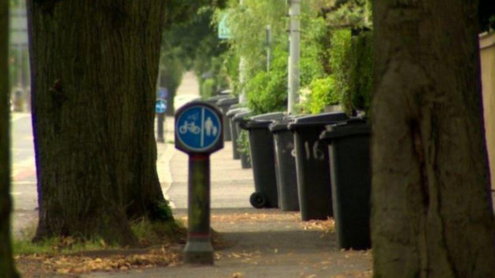 Bins in street