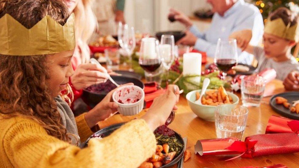 family having Christmas dinner