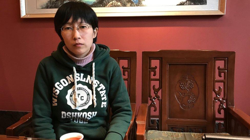 Jia Jingyuan, sister of Jia Jinglong, speaks to journalists at a restaurant in Beigaoying village on the outskirts of Shijiazhuang in north China"s Hebei province, Wednesday, Oct. 26, 2016