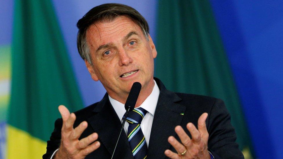 Brazil's President Jair Bolsonaro speaking in April 2019