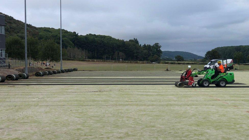 The school's pitch being ripped up