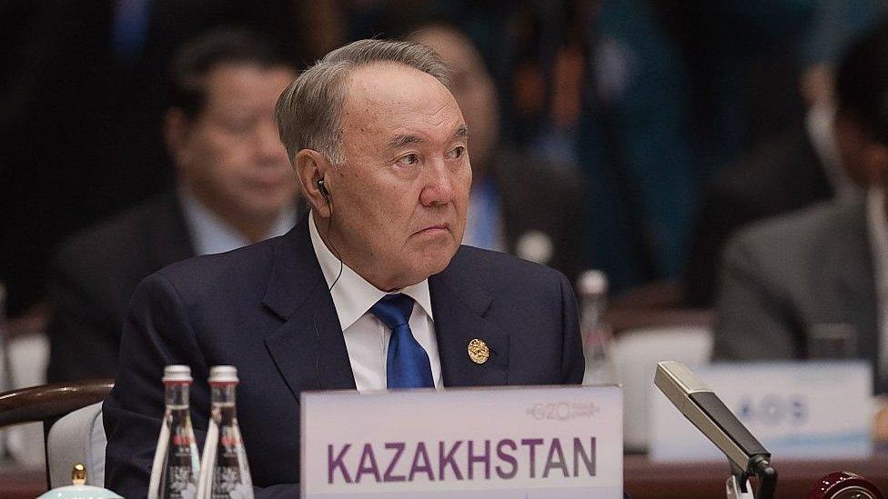 Kazakhstan's President Nursultan Nazarbayev seated during the G20 opening ceremony at the Hangzhou International Expo Center on September 4, 2016 in Hangzhou, China.