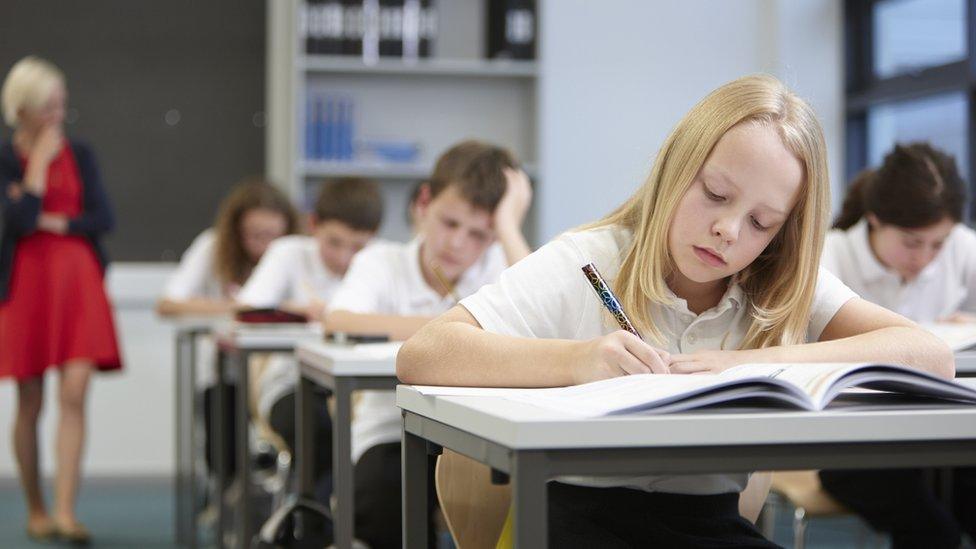 Girl taking exam