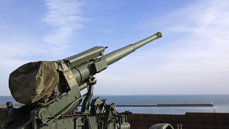 An anti-aircraft gun at Dover Castle